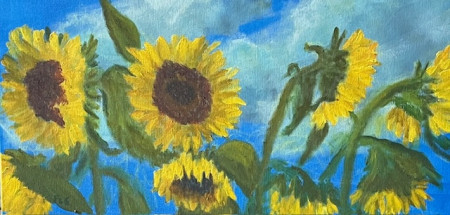 in the field (nr.2605) olipaint on #D canvas / 30.5 x 60.8 x 3.7 cm